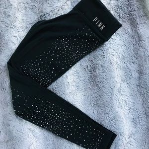PINK Victoria’s Secret Black Sparkly Gem Leggings